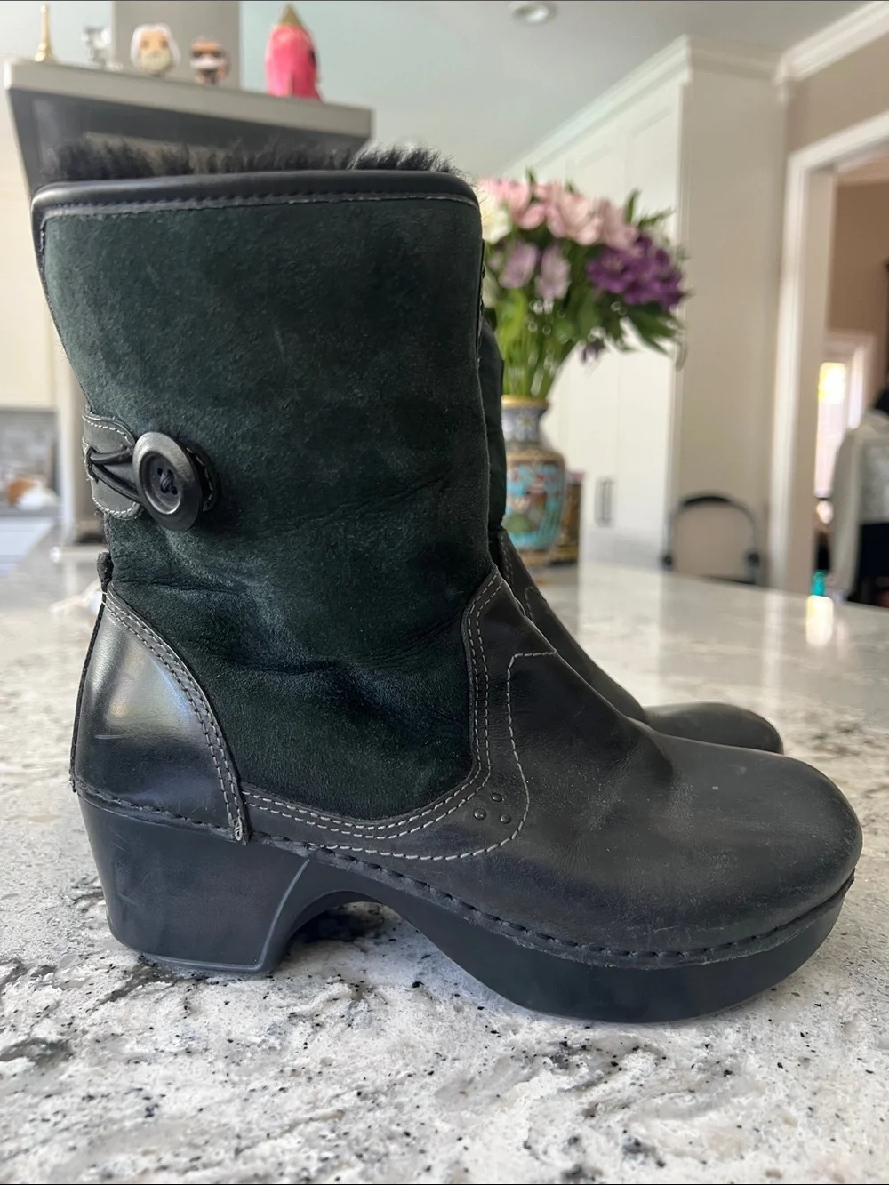 Dansko Harper Black Button Wedge Ankle Boots EU 36 Excellent Condition